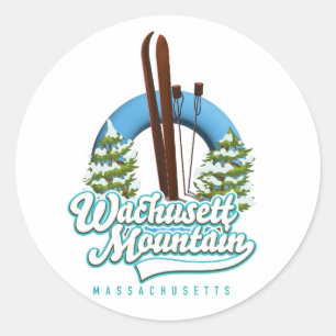 Wachusett Mountain Massachusetts Skilogo Runder Aufkleber