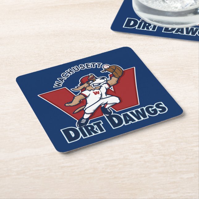 Wachusett Schmutz Dawgs Collegebaseballteams-Logo Rechteckiger Pappuntersetzer (angewinkelt)