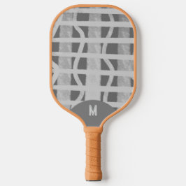 Wacky Boho Gray Monotone Painted Monogramed Pickleball Schläger