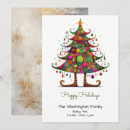 Wacky Christmas Tree Illustration Happy Feiertagskarte