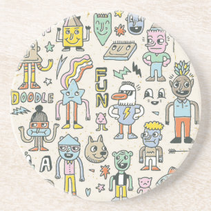 Wacky Doodles: Vintages Set Getränkeuntersetzer