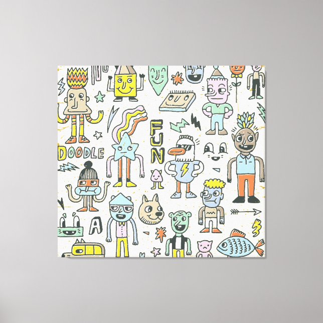 Wacky Doodles: Vintages Set Leinwanddruck (Vorderseite)