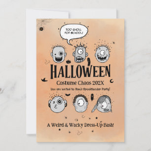 Wacky Halloween Monster Costume Chaos Party Einladung