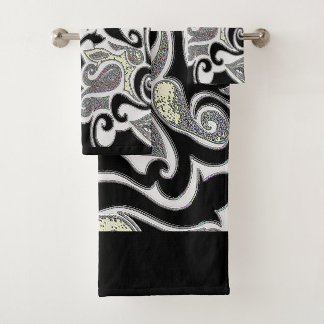 Wacky Retro Abstrait Swirl en noir et blanc (En situation)