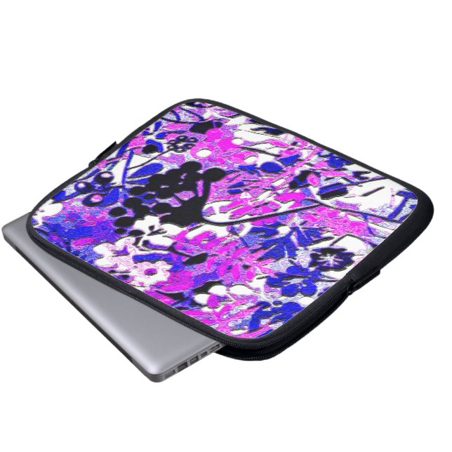 Wacky Retro Floral Laptopschutzhülle (Vorne Knopf)