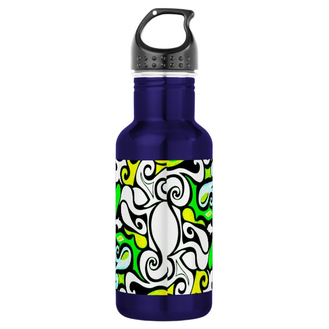 Wacky Retro Swirl 3 Edelstahlflasche (Vorderseite)