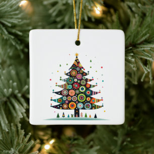 Wacky Whimsical Weihnachtsbaum, helle Farben Keramikornament