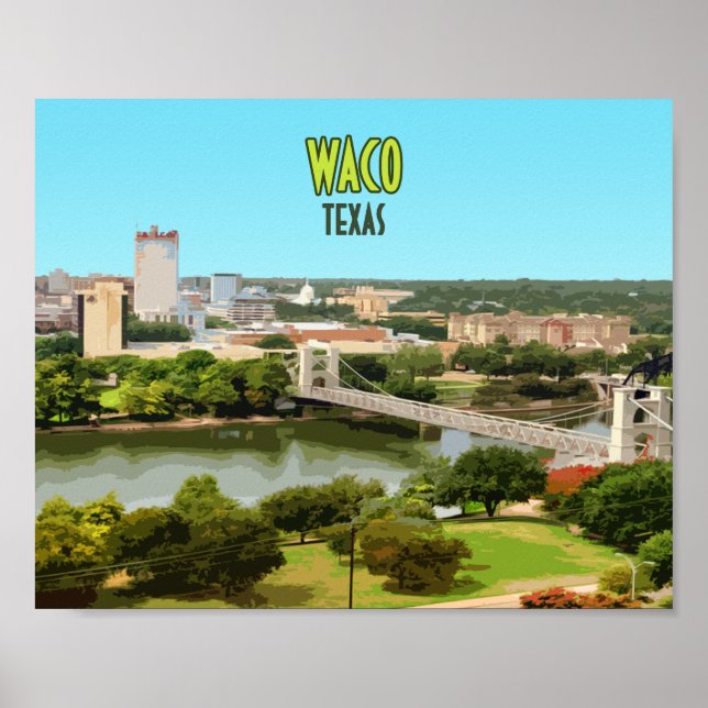 Waco Texas Brazos River Downtown Vintag Poster (Vorne)