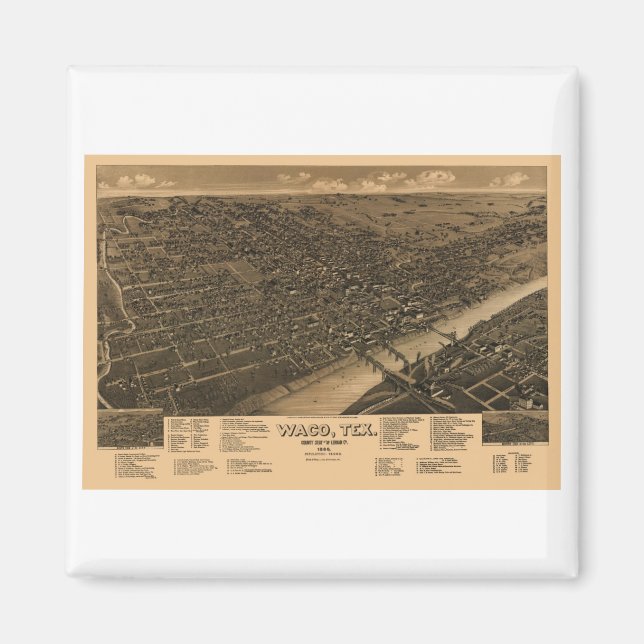 Waco Texas im Jahr 1886 Magnet (Vorne)