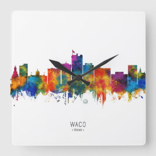 Waco Texas Skyline Quadratische Wanduhr