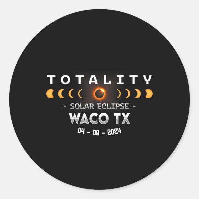 Waco Tx Total Solar Eclipse 2024 Runder Aufkleber (Vorderseite)