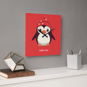 Waddle Claus Quadratische Wanduhr