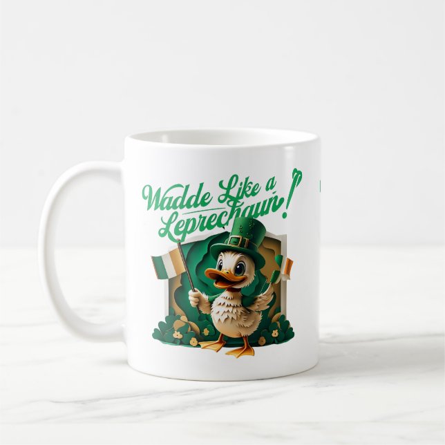Waddle Like a Leprechaun" St. Patrick's Day Duckli Kaffeetasse (Links)