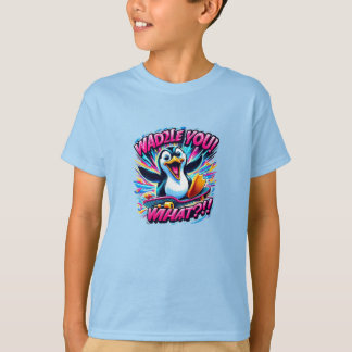 "WADDLE YOU! WHAT?!!" Penguin Skateboard T-Shirt