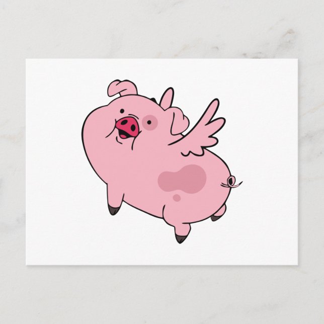 Waddles Gravity Falls Flying Feiertagspostkarte (Vorderseite)