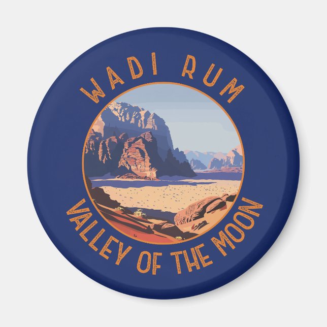 Wadi Rum Jordan Retro Distressed Circle Magnet (Vorne)