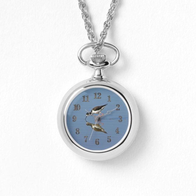 Wading Bird Calm Water Reflection Foto Nature Armbanduhr (Vorderseite)