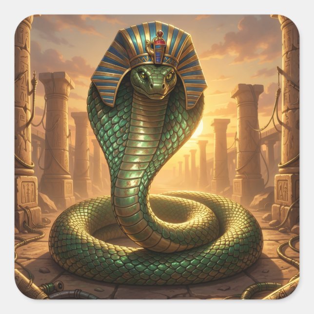 Wadjet – Ägyptische Schlangengöttin´6 Quadratischer Aufkleber (Vorderseite)