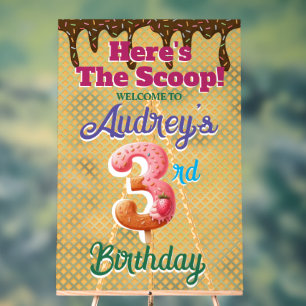 Waffel-Eiscreme-Kegel 3. Geburtstag Acrylschild