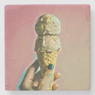 Waffel-Eiscreme-Kegel Steinuntersetzer