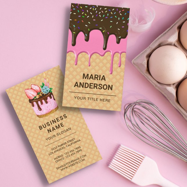 Waffel Pink Zuckerguss Tropfen Konditorei Koch Bäc Visitenkarte (Von Creator hochgeladen)