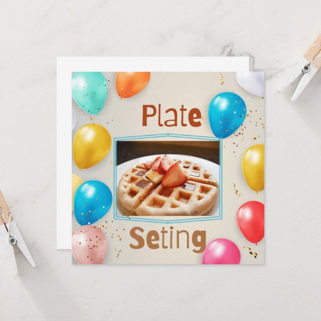 Waffel-Teller-Set Frühstück Einladung (Vorderseite/Rückseite Beispiel)
