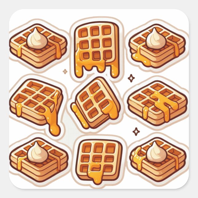 Waffelaufkleber Teil 1 Quadratischer Aufkleber (Vorderseite)