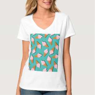 Waffelcones Eis und gefrorenes Joghurtmuster T T-Shirt