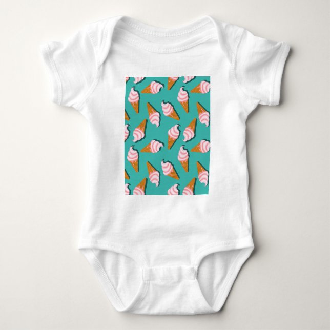 Waffelcones Eis und gefrorenes Jogurt-Muster Baby Strampler (Vorderseite)