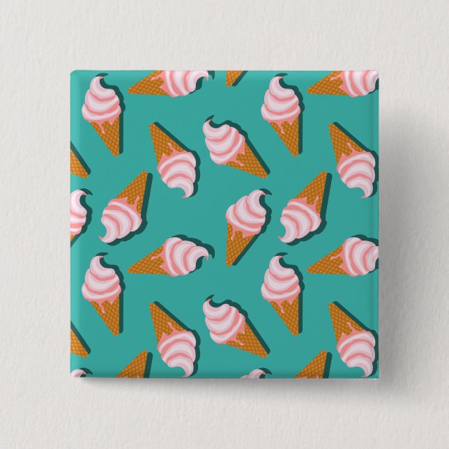 Waffelcones Eis und gefrorenes Jogurt-Muster Button (Vorderseite)