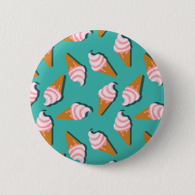 Waffelcones Eis und gefrorenes Jogurt-Muster Button (Vorderseite)