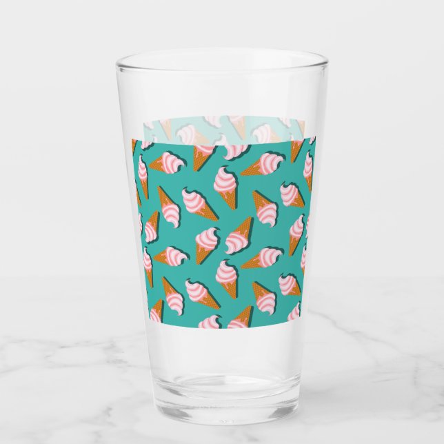 Waffelcones Eis und gefrorenes Jogurt-Muster Glas (Vorderseite)