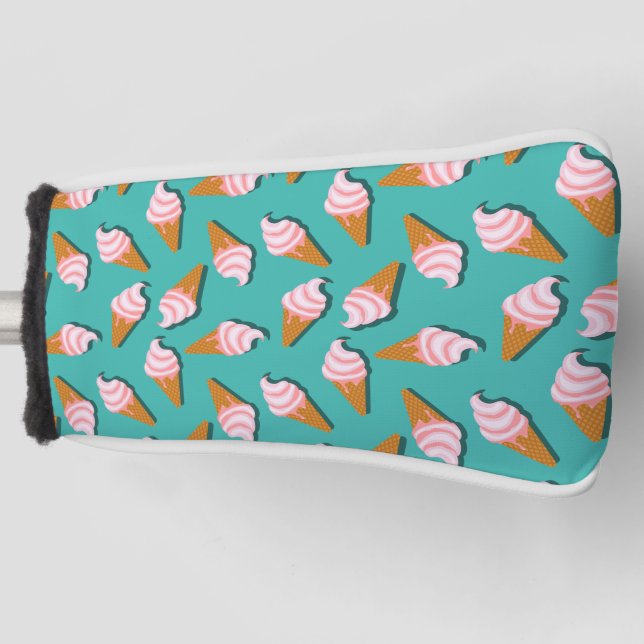 Waffelcones Eis und gefrorenes Jogurt-Muster Golf Headcover (Vorderseite)