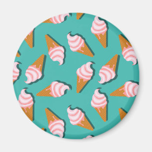 Waffelcones Eis und gefrorenes Jogurt-Muster Magnet