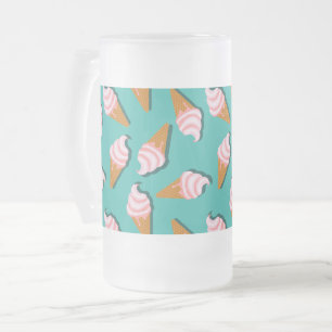 Waffelcones Eis und gefrorenes Jogurt-Muster Mattglas Bierglas