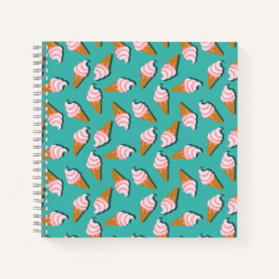 Waffelcones Eis und gefrorenes Jogurt-Muster Notizbuch