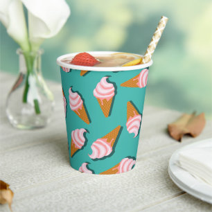 Waffelcones Eis und gefrorenes Jogurt-Muster Pappbecher