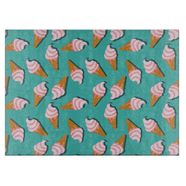 Waffelcones Eis und gefrorenes Jogurt-Muster Schneidebrett (Vorderseite)