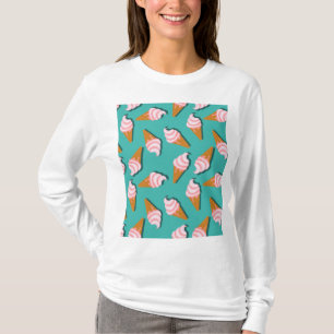 Waffelcones Eis und gefrorenes Jogurt-Muster T-Shirt