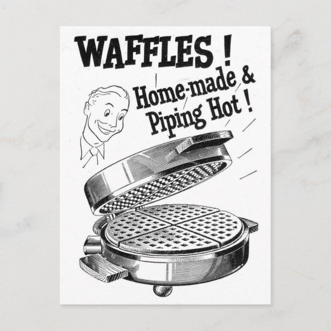 Waffeleisen Vintage Werbung mit Illustration Postkarte (Vorderseite)