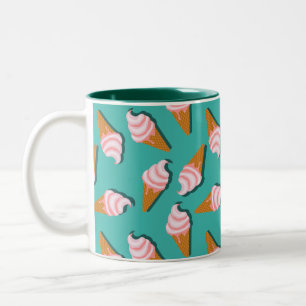 Waffelhörnchen Eiscreme und Frozen Yogurt Muster Zweifarbige Tasse
