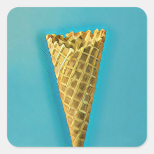 Waffelkegel für Eisfreunde Quadratischer Aufkleber
