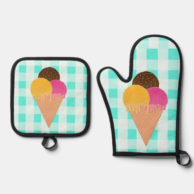 Waffelkegel Ofenhandschuh & Topflappen-Set (Vorderseite)