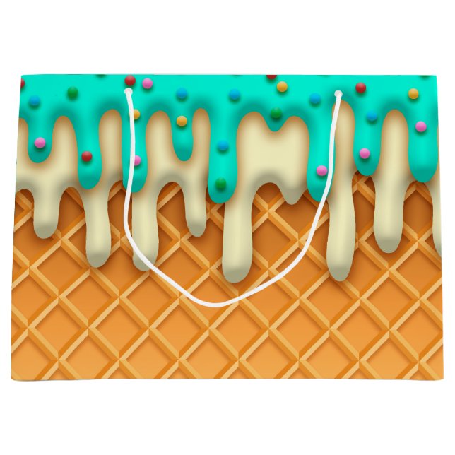 Waffelkone mit Sprinklen aus Eis, Tropfen Große Geschenktüte (Vorderseite)