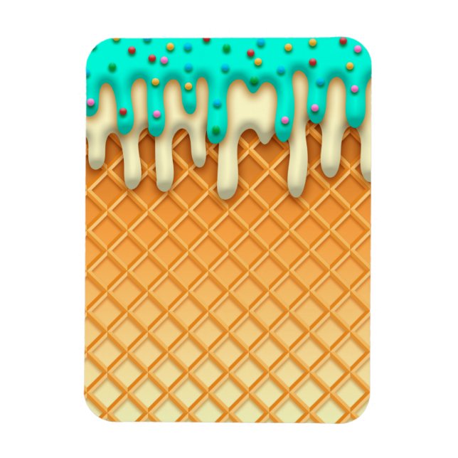 Waffelkone mit Sprinklen aus Eis, Tropfen Magnet (Vertikal)