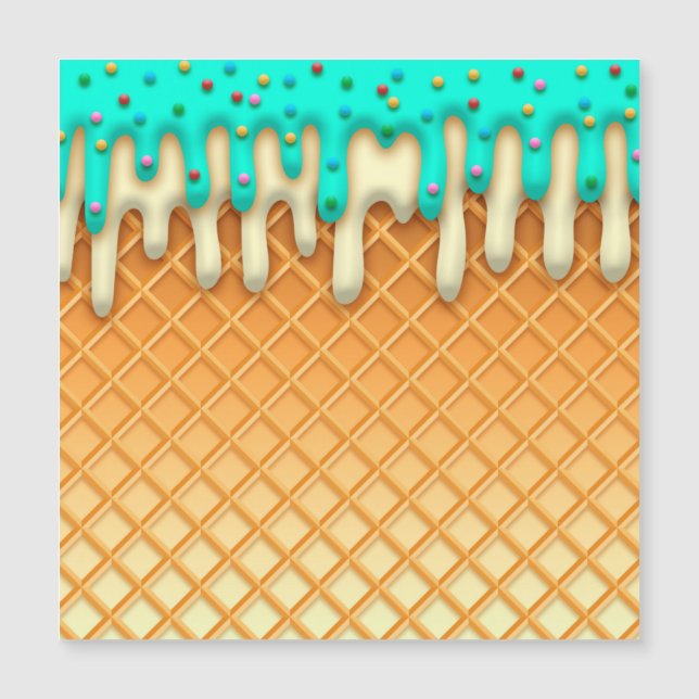 Waffelkone mit Sprinklen aus Eis, Tropfen Magnetkarte (Vorderseite)