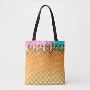 Waffelkronenpink mit Sprinklen aus Eiscreme-Tropfe Tasche