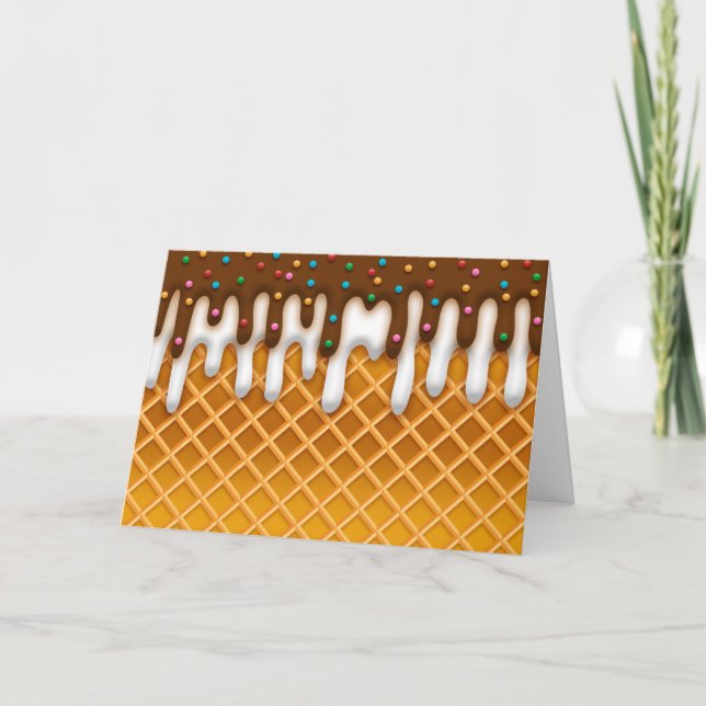 Waffelkronenschokolade und Vanilla-Tropfen Karte (Vorderseite)