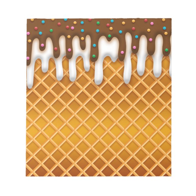 Waffelkronenschokolade und Vanilla-Tropfen Notizblock (Vorderseite)