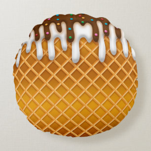 Waffelkronenschokolade und Vanilla-Tropfen Rundes Kissen